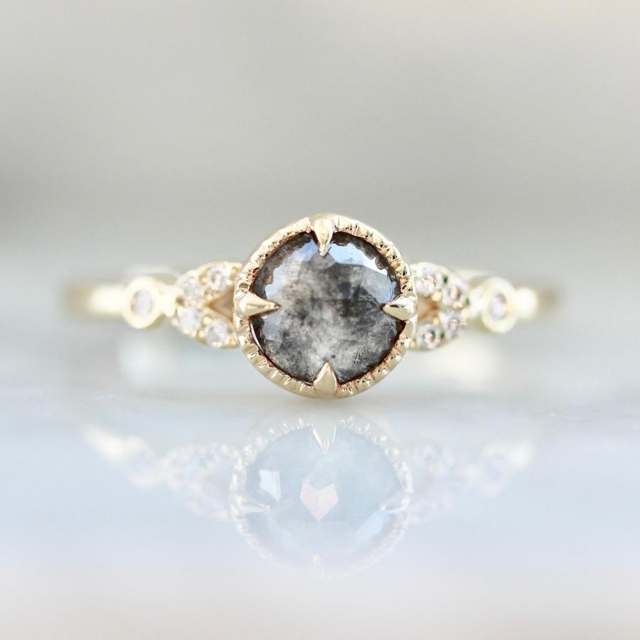 Fibonacci Grey Round Rose Cut Diamond Ring