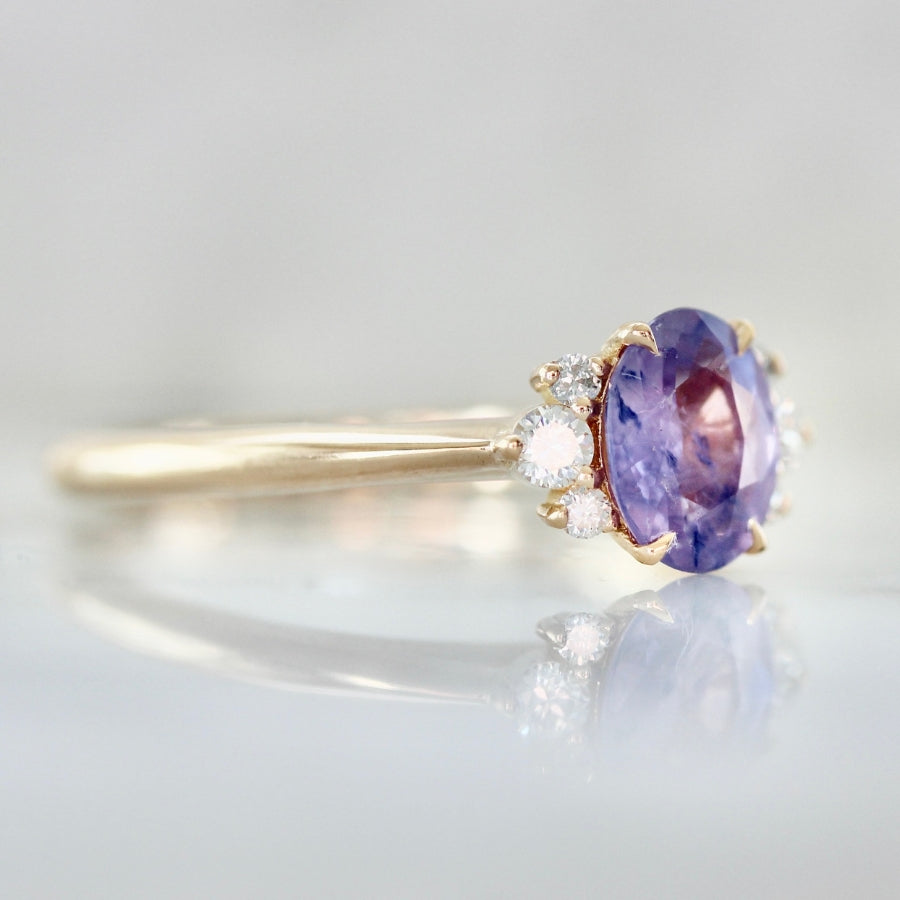 .90 Carat Mirella Purple-Blue Oval Cut Opalescent Sapphire Ring