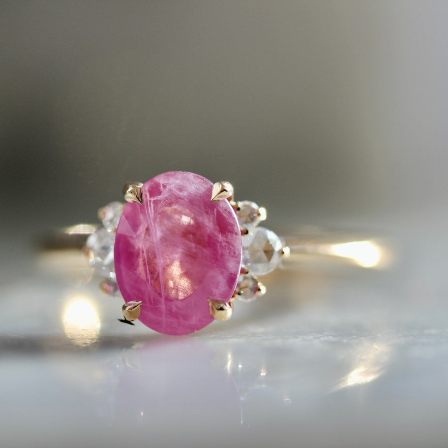 2.04 Carat Mirella Pink Oval Cut Sapphire Ring