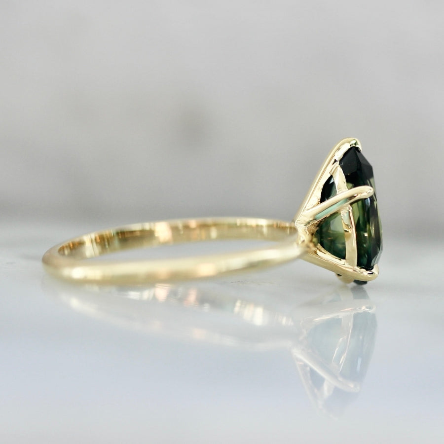 2.11 Carat Stella Green Pear Cut Parti Sapphire Ring