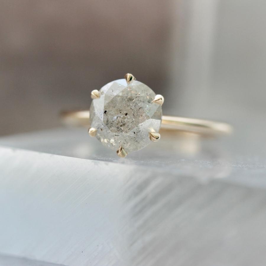 2.25 Carat Bella Icy Salt & Pepper Round Brilliant Cut Diamond Ring