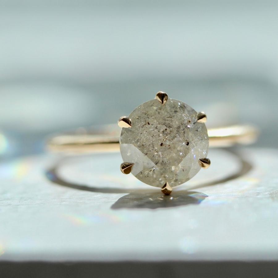 2.25 Carat Bella Icy Salt & Pepper Round Brilliant Cut Diamond Ring