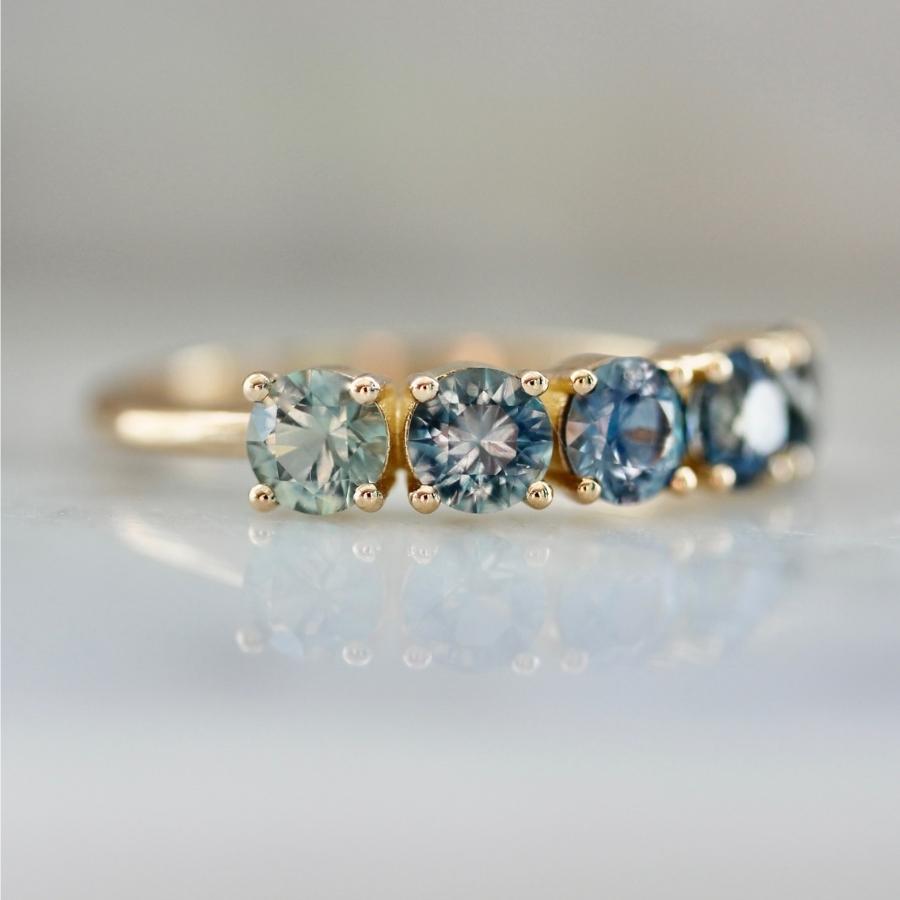 Mykonos Blue Ombré Round Brilliant Cut Sapphire Band