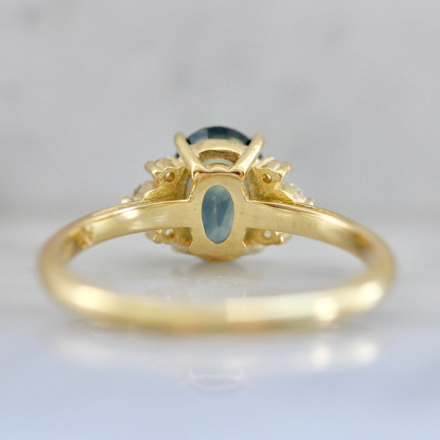Mirella Teal Sapphire and Diamond Ring in Yellow Gold
