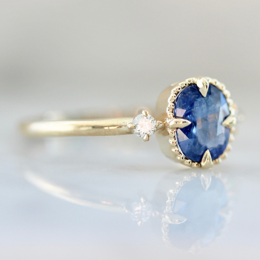 
            Blue Sunrise Cushion Cut Sapphire Ring