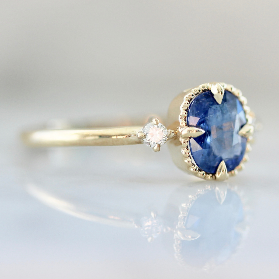 Blue Sunrise Cushion Cut Sapphire Ring