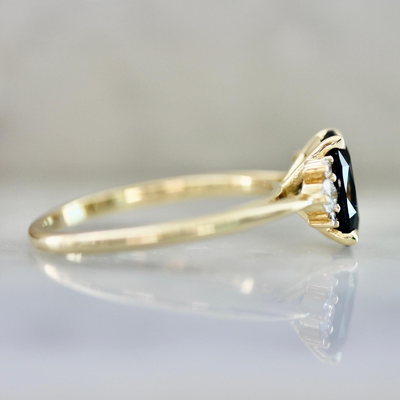 1.81 Carat Mirella Green Oval Cut Sapphire Ring