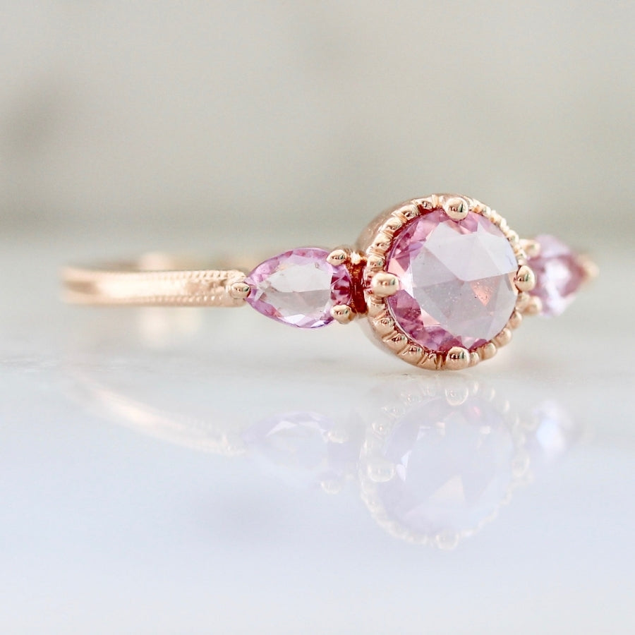 Sugar Rush Pink Round Rose Cut Sapphire Ring