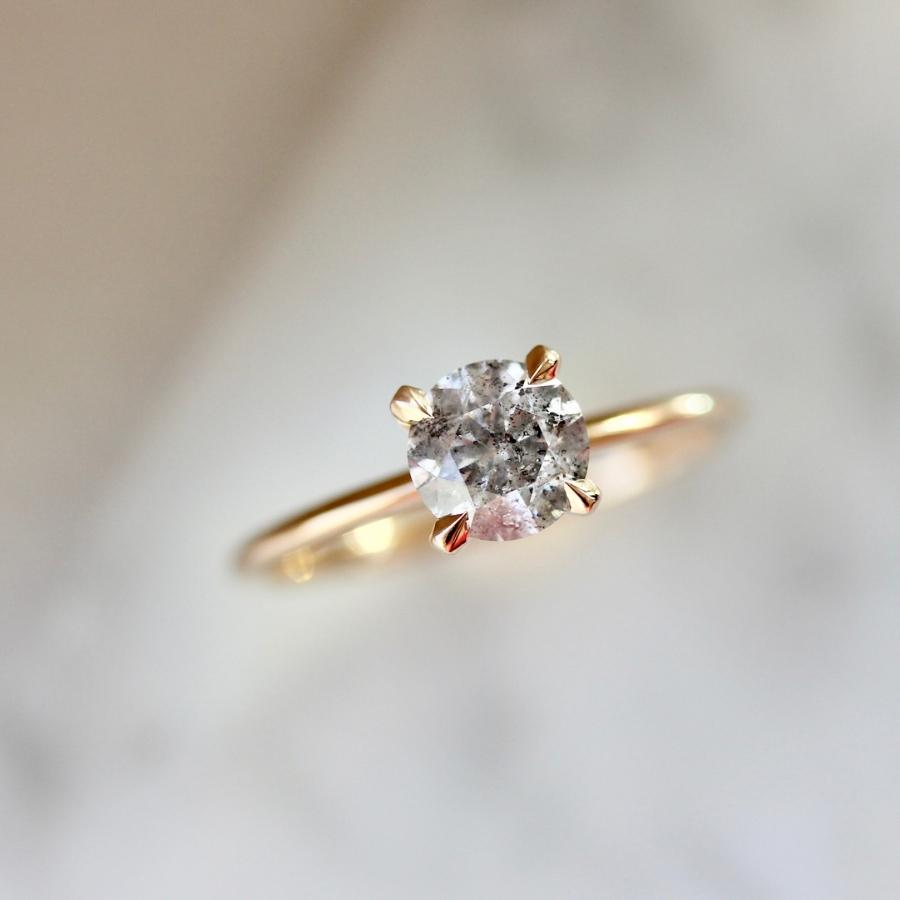 1.24 Carat Stella Salt & Pepper Round Brilliant Cut Diamond Ring