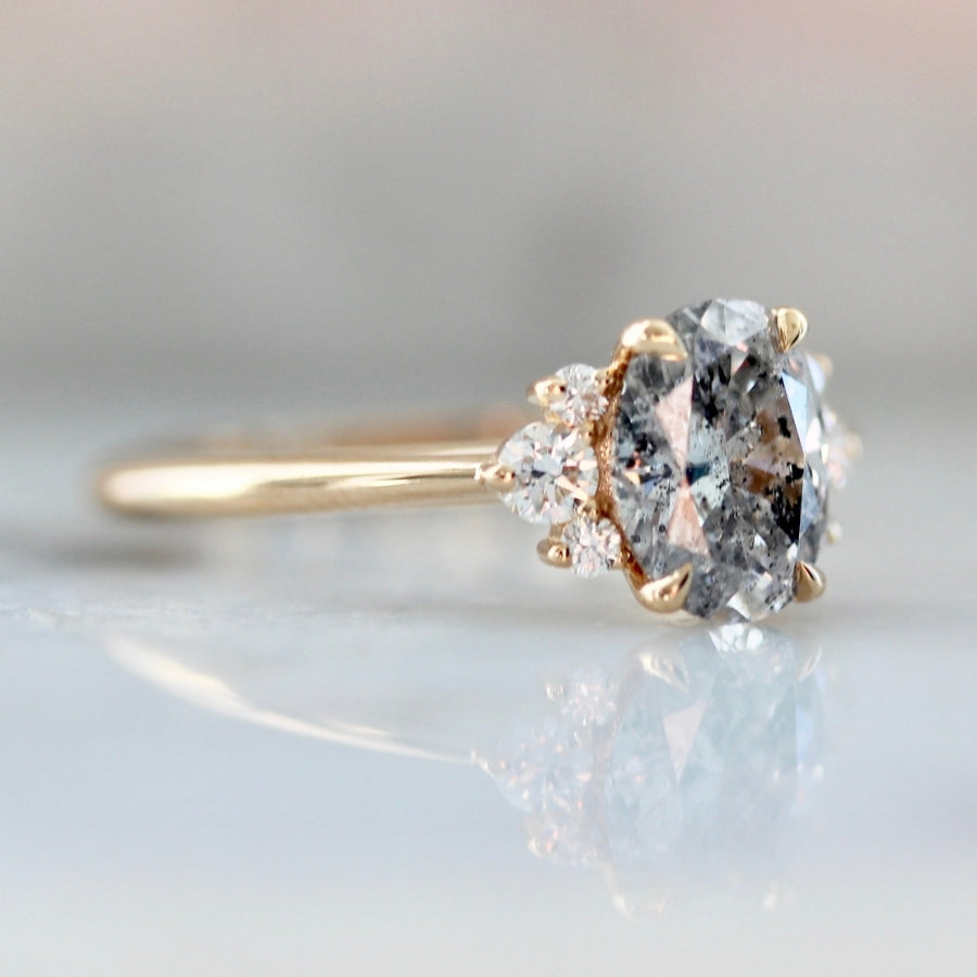 1.23 Carat Mirella Salt & Pepper Oval Cut Diamond Ring