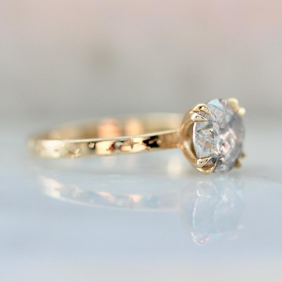 Star Born Salt & Pepper Round Brilliant Cut Diamond Ring