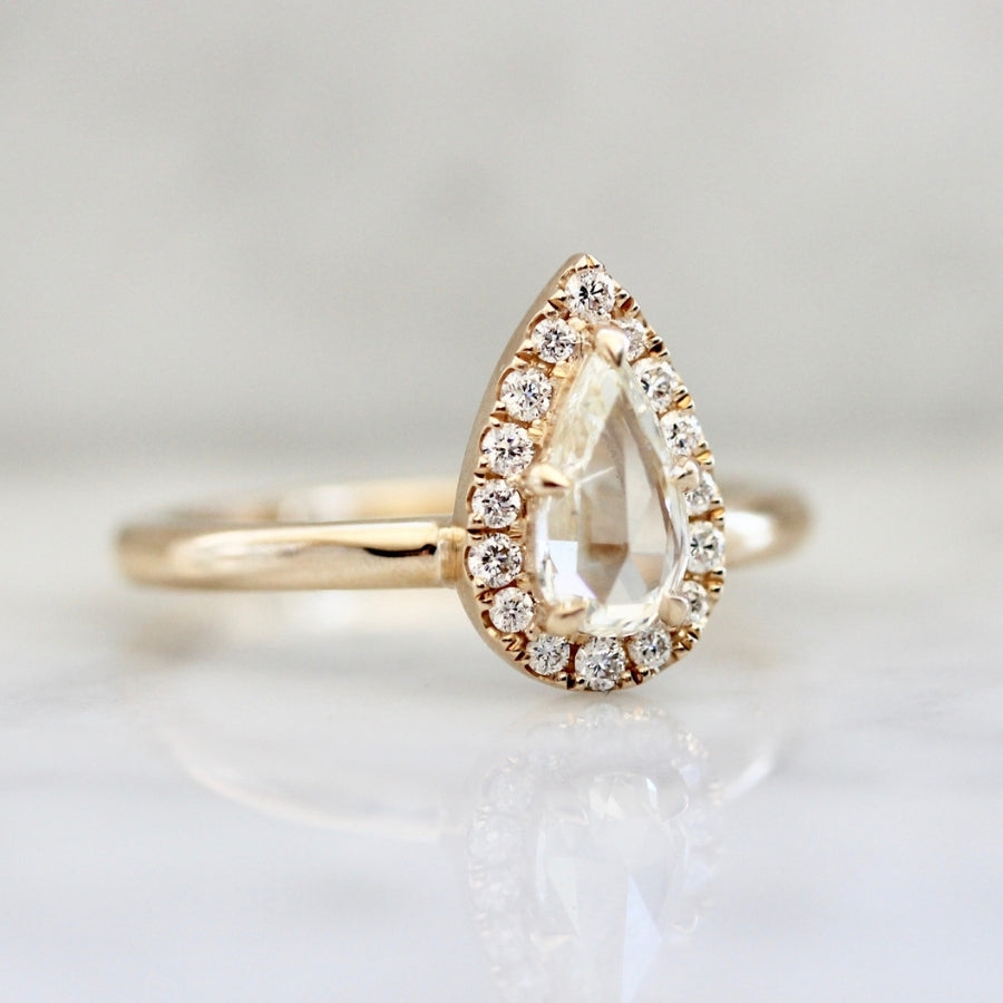 Cloud Nine White Pear Rose Cut Diamond Ring