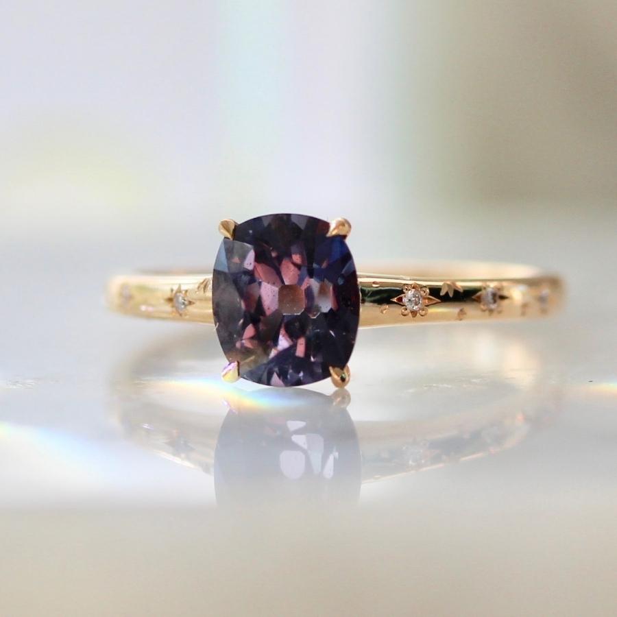 Binor Purple Elongated Cushion Cut Spinel Ring