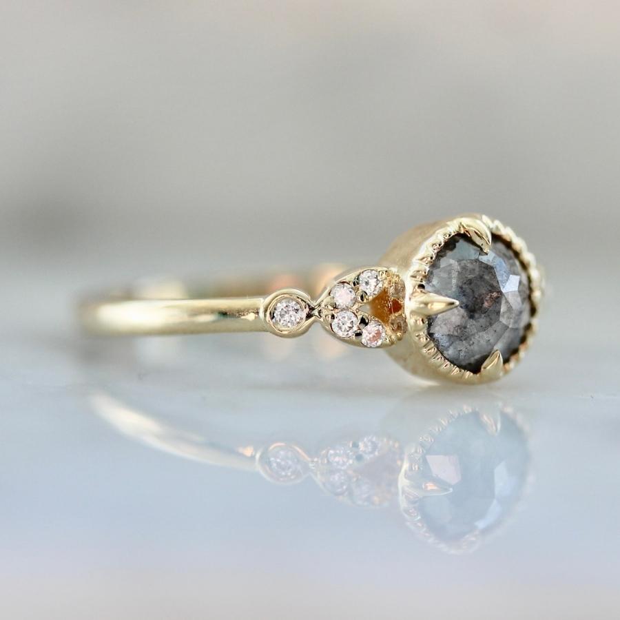 Fibonacci Grey Round Rose Cut Diamond Ring