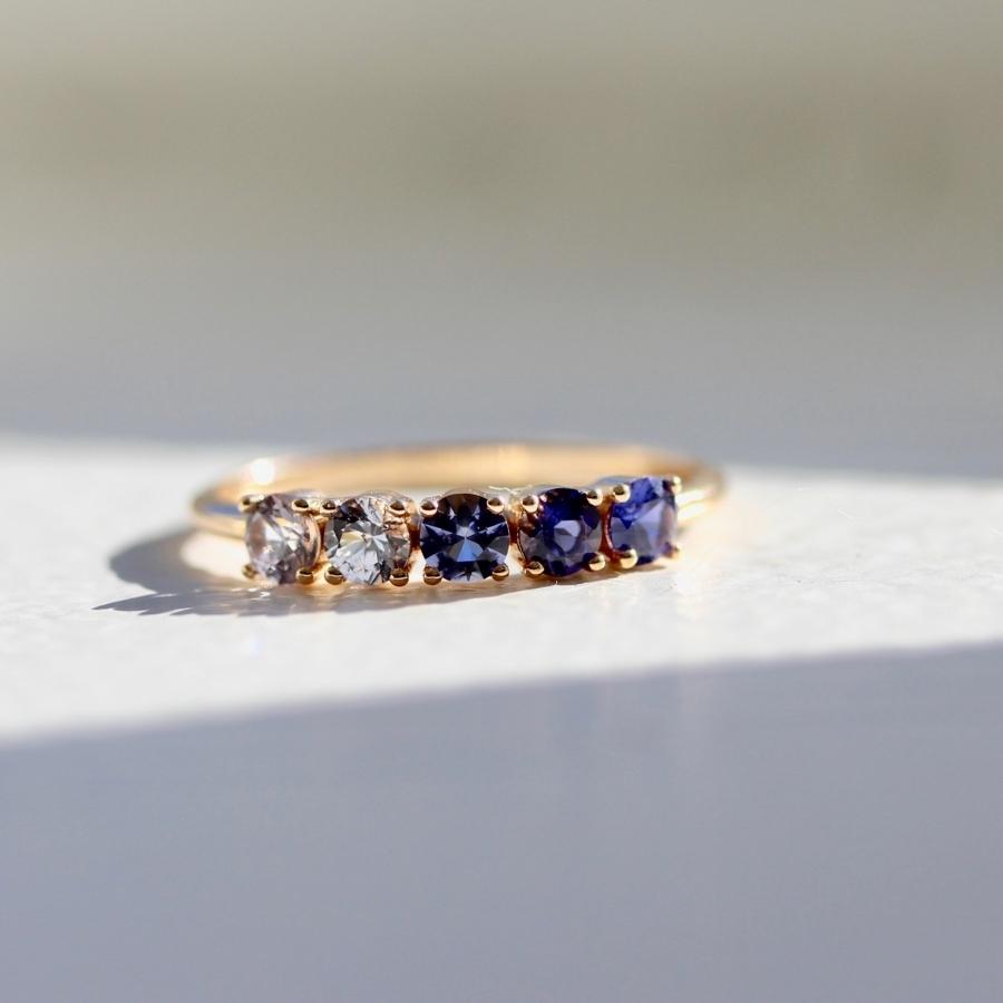 Blueberry Lemonade Ombré Round Brilliant Cut Iolite & Spinel Band