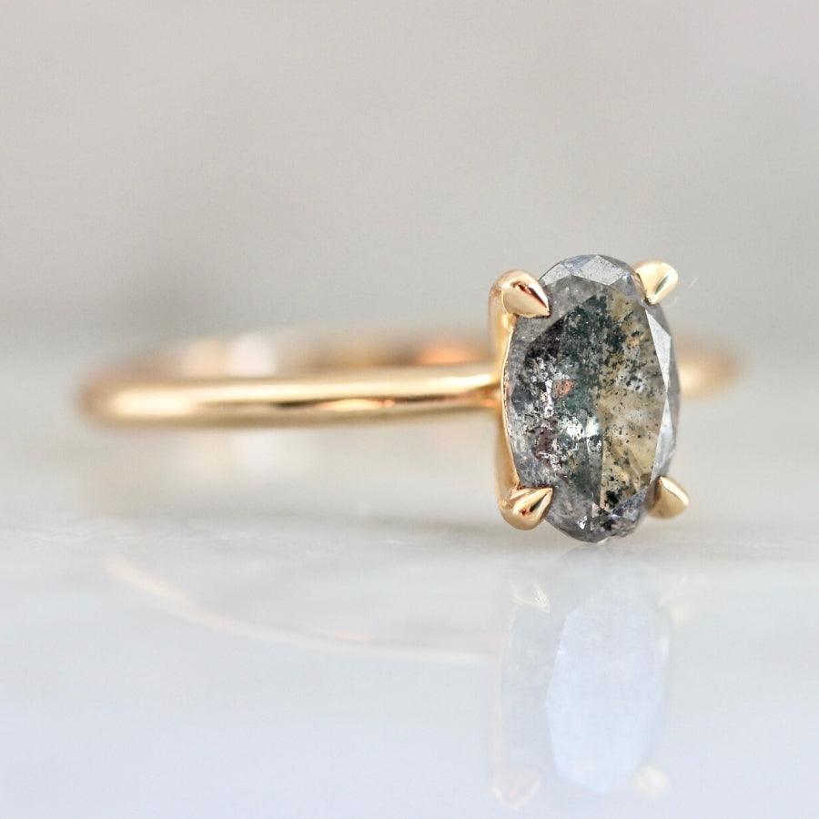 Stella Salt & Pepper Oval Cut Diamond In Peach Gold