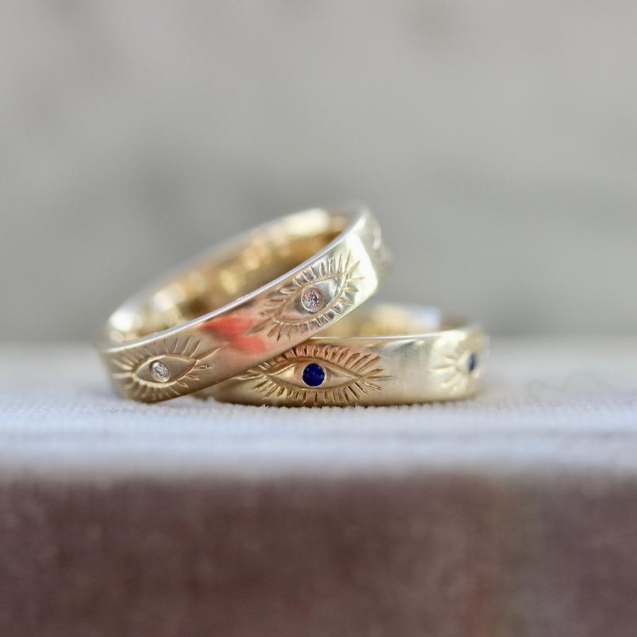 Good Karma Eye Engraved Sapphire Band
