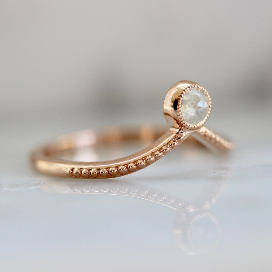 El Dorado Grey Round Rose Cut Diamond Stacking Ring
