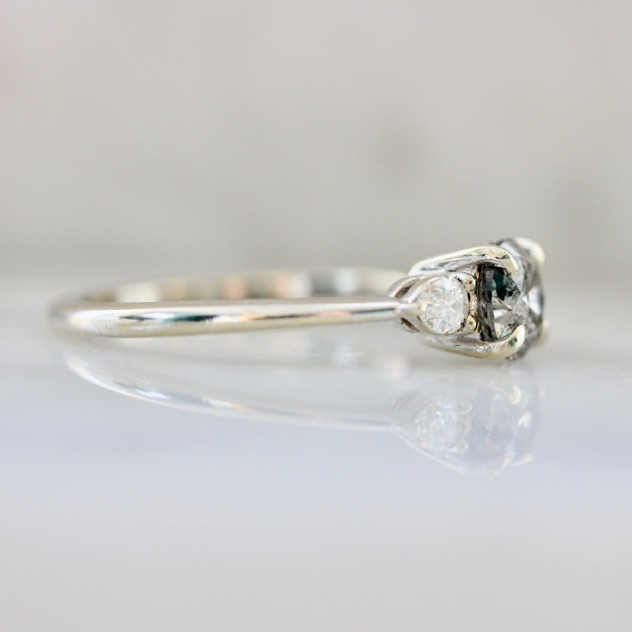 Dream Weaver Salt & Pepper Round Brilliant Cut Diamond Ring