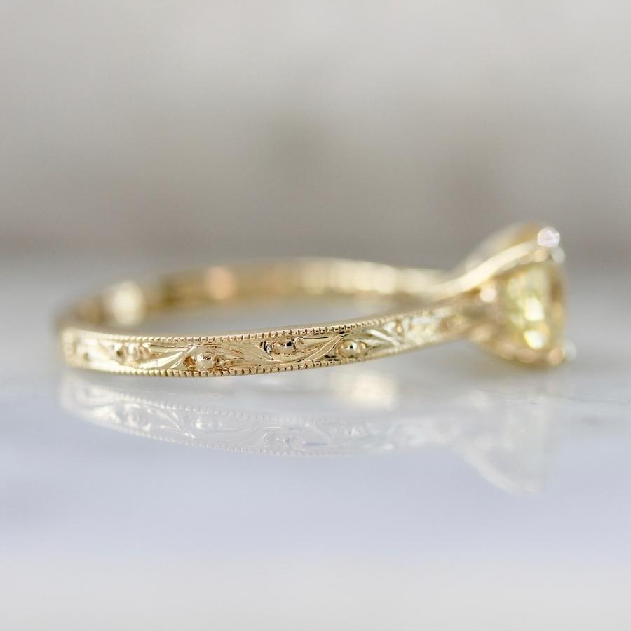 Lemon Wedge Yellow Round Brilliant Cut Sapphire Ring