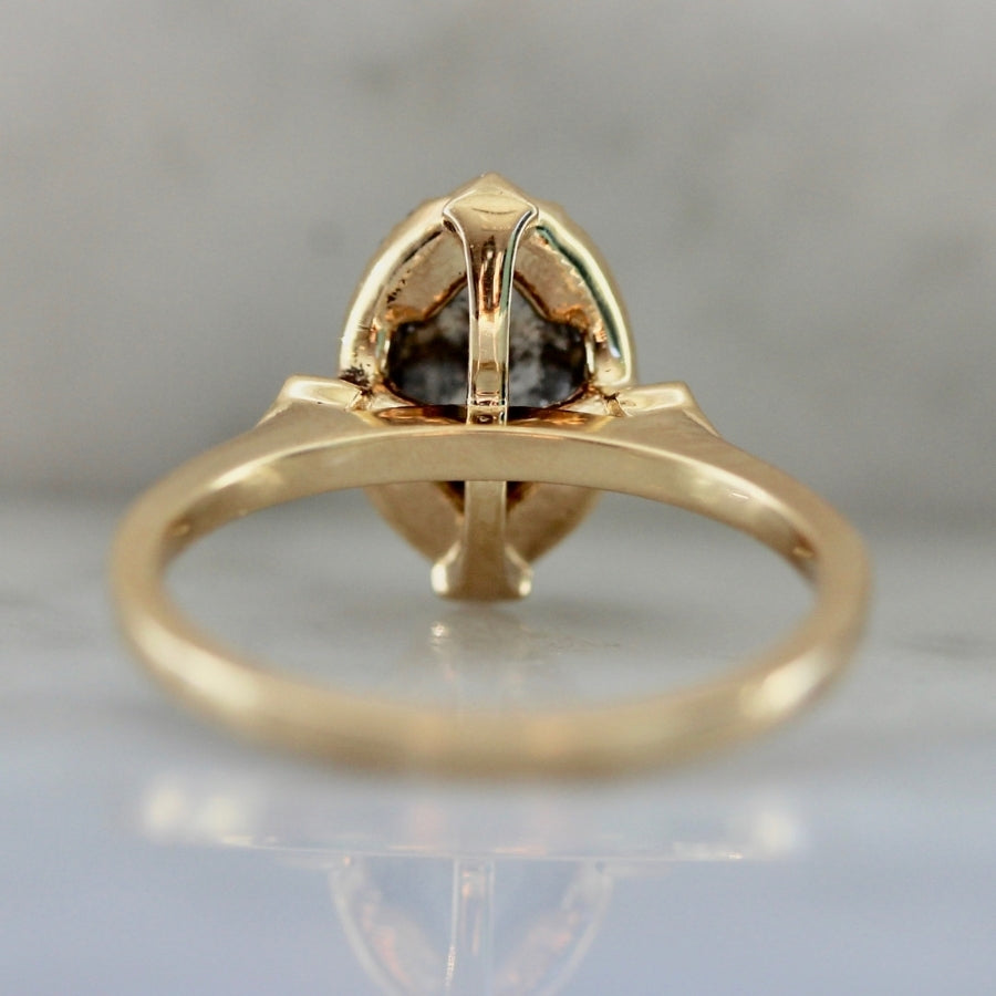 Nightingale Salt & Pepper Marquise Rose Cut Diamond Ring