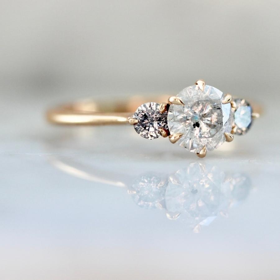 Divination Three Stone Salt & Pepper Diamond Ring