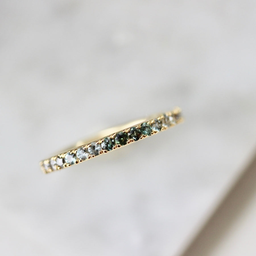
            Sultry Seas Teal Ombre Half Eternity Diamond &amp; Sapphire Band Limited Edition