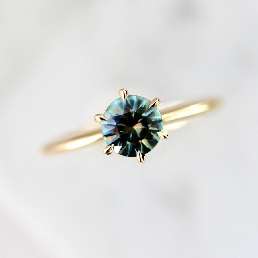 .93 Carat Stella Round Brilliant Cut Montana Sapphire Ring