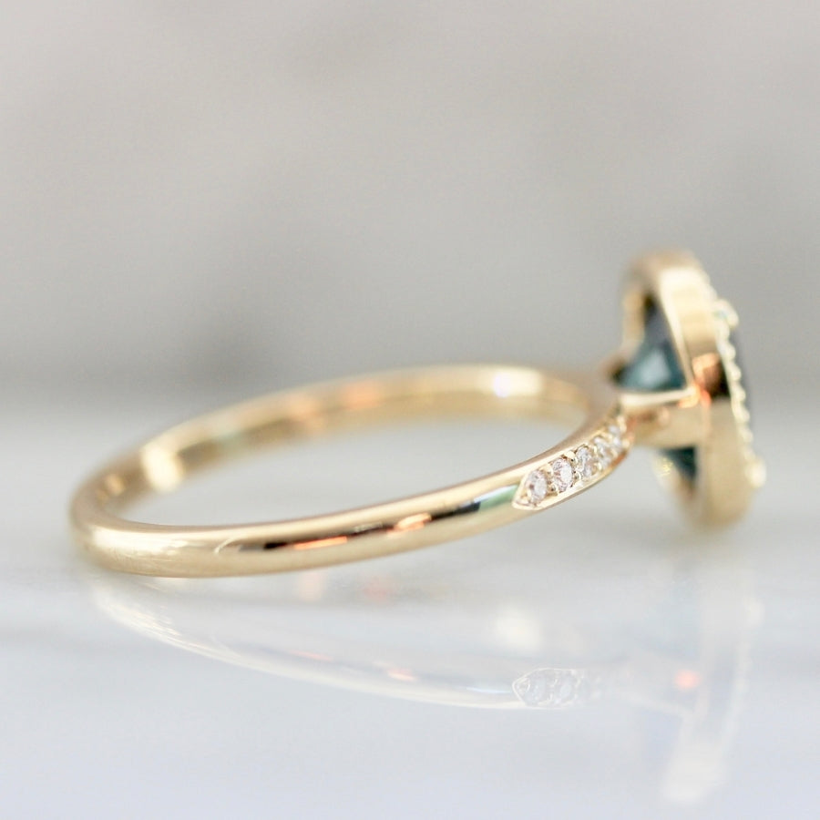 Seven Seas Blue-Green Oval Cut Sapphire Ring