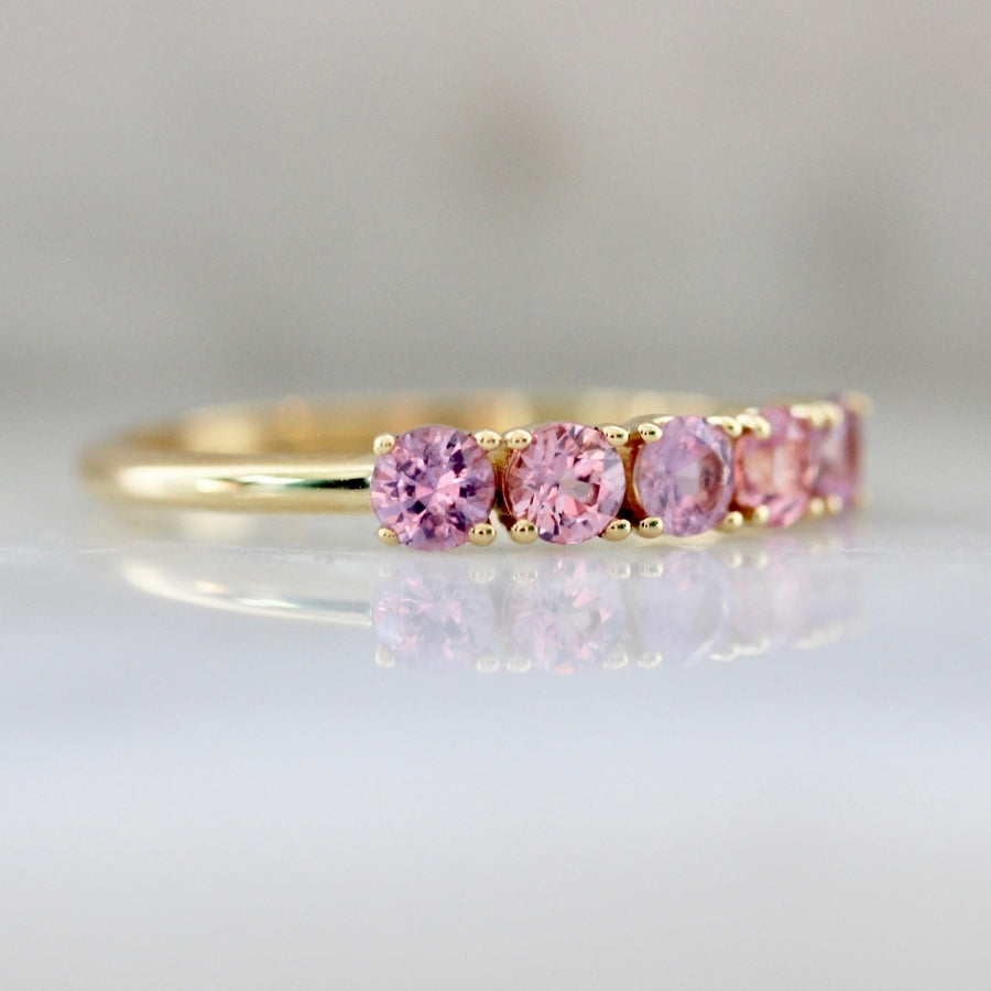 
            Blossom Pink Round Brilliant Cut Sapphire &amp; Spinel Band