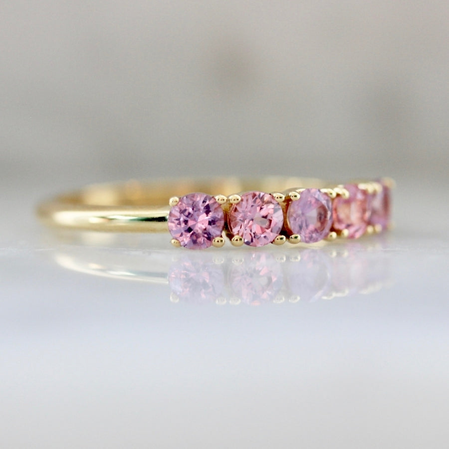 Blossom Pink Round Brilliant Cut Sapphire & Spinel Band