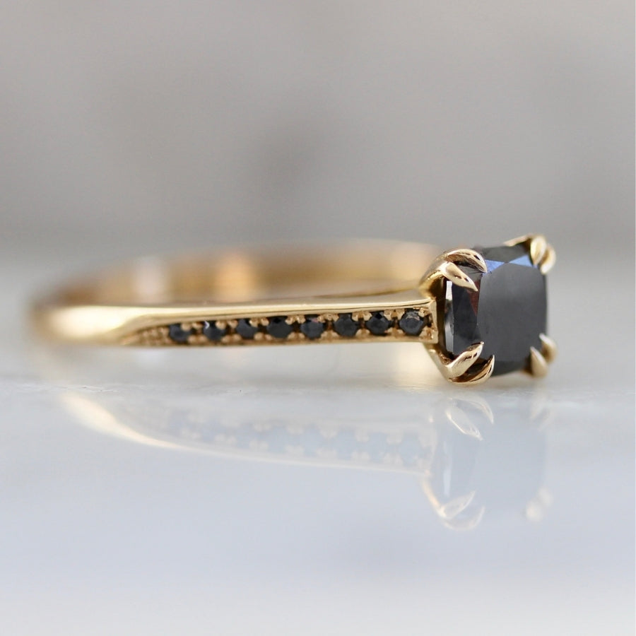Blythe Cushion Cut Black Diamond Ring