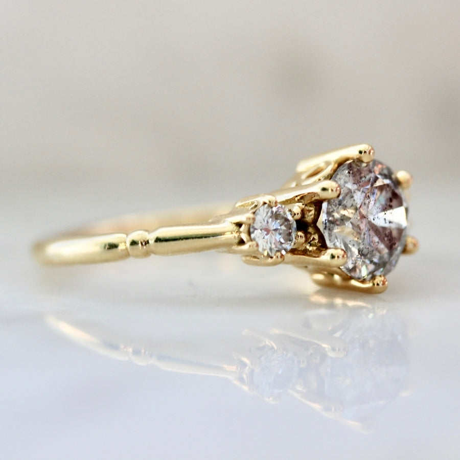 Dolce Salt & Pepper Round Brilliant Cut Diamond Trilogy Ring