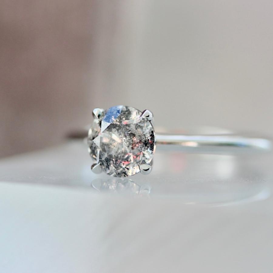 1.18 Carat Stella Salt & Pepper Round Brilliant Cut Diamond Ring in Platinum