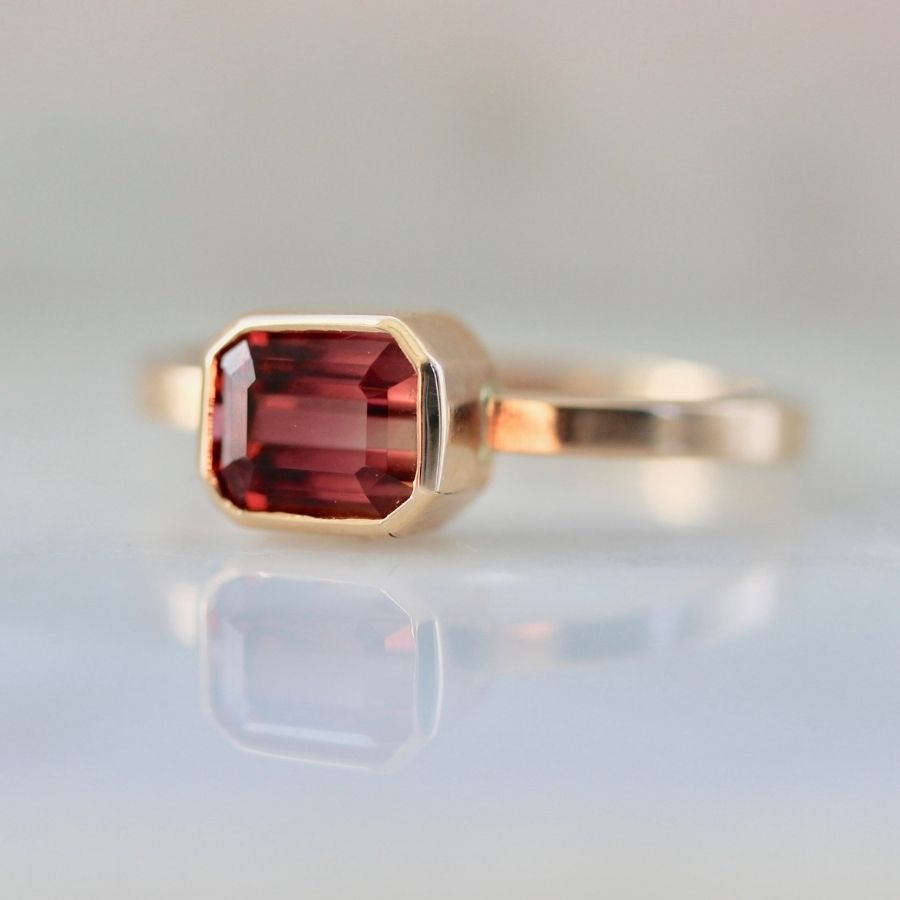 Watermelon Crush Emerald Cut Tourmaline Ring