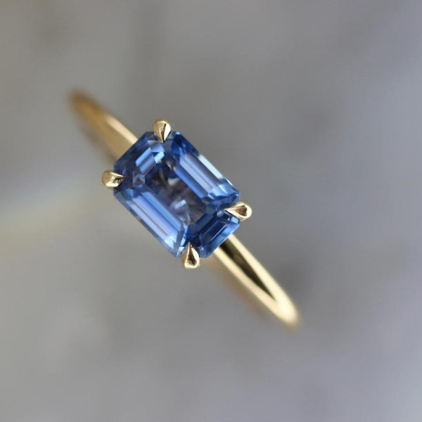 Sunrise Bay Blue Emerald Cut Ceylon Sapphire Ring