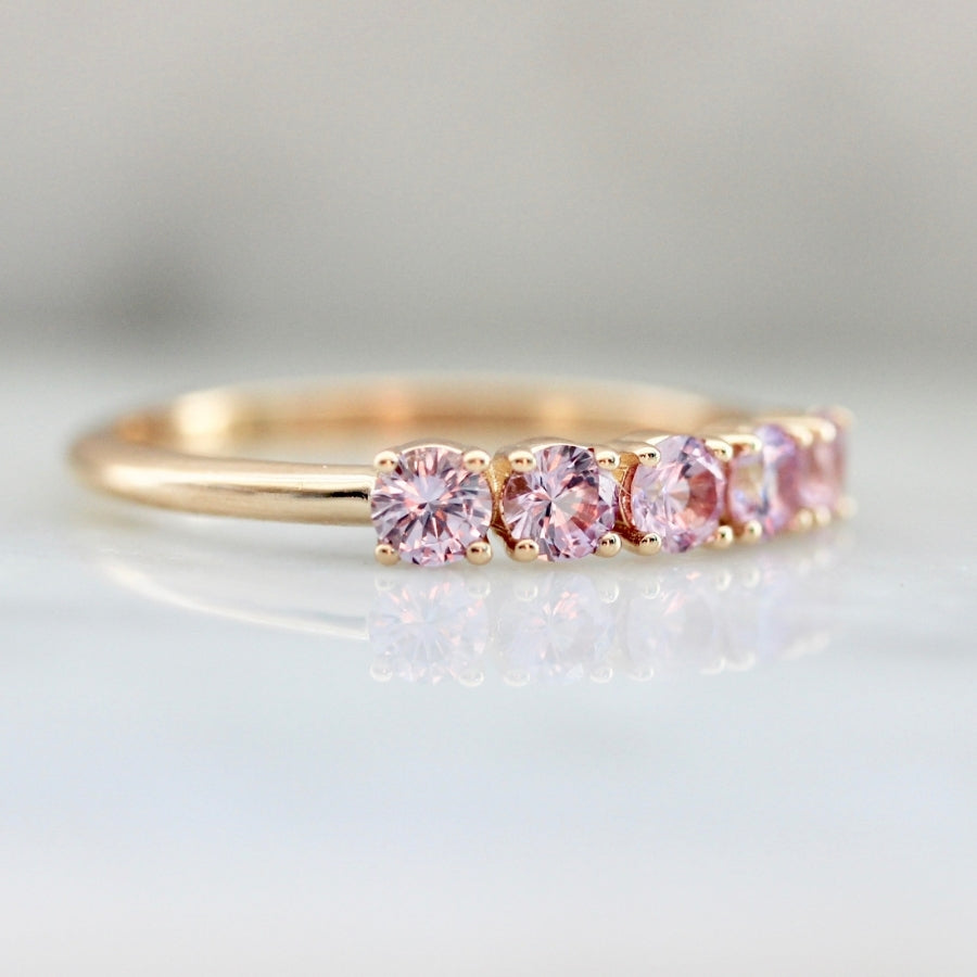 Deja Vu Pink Round Brilliant Cut Sapphire Band