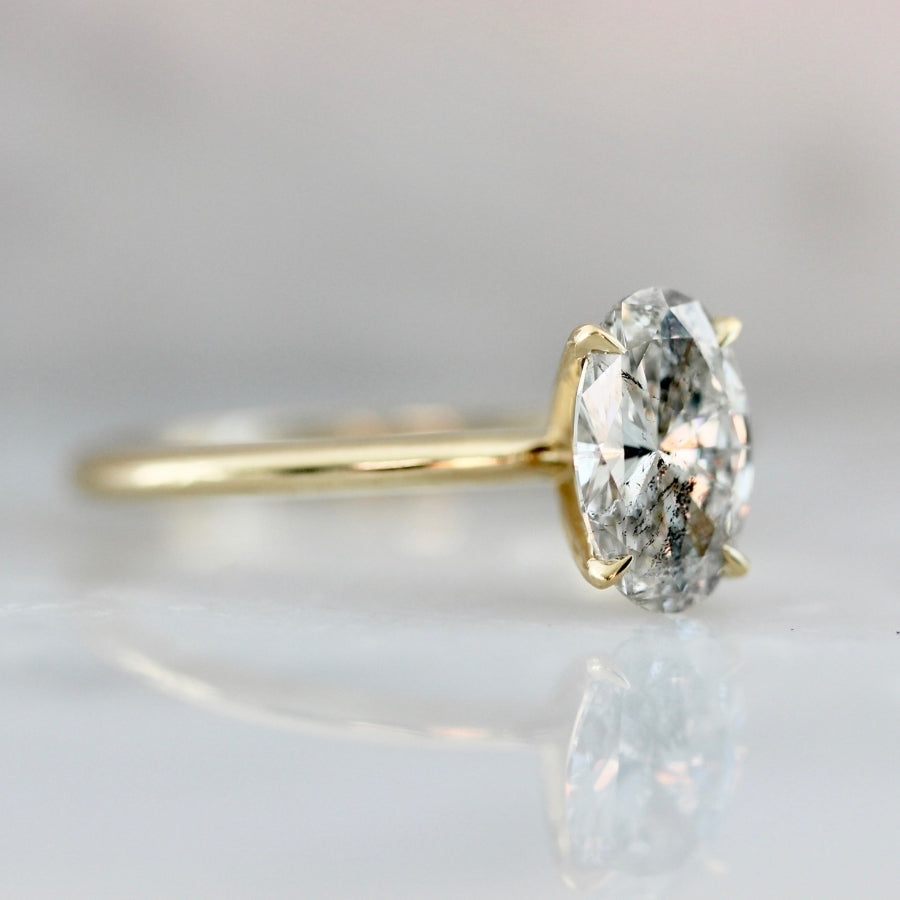 1.01 Carat Stella Salt & Pepper Oval Cut Diamond Ring