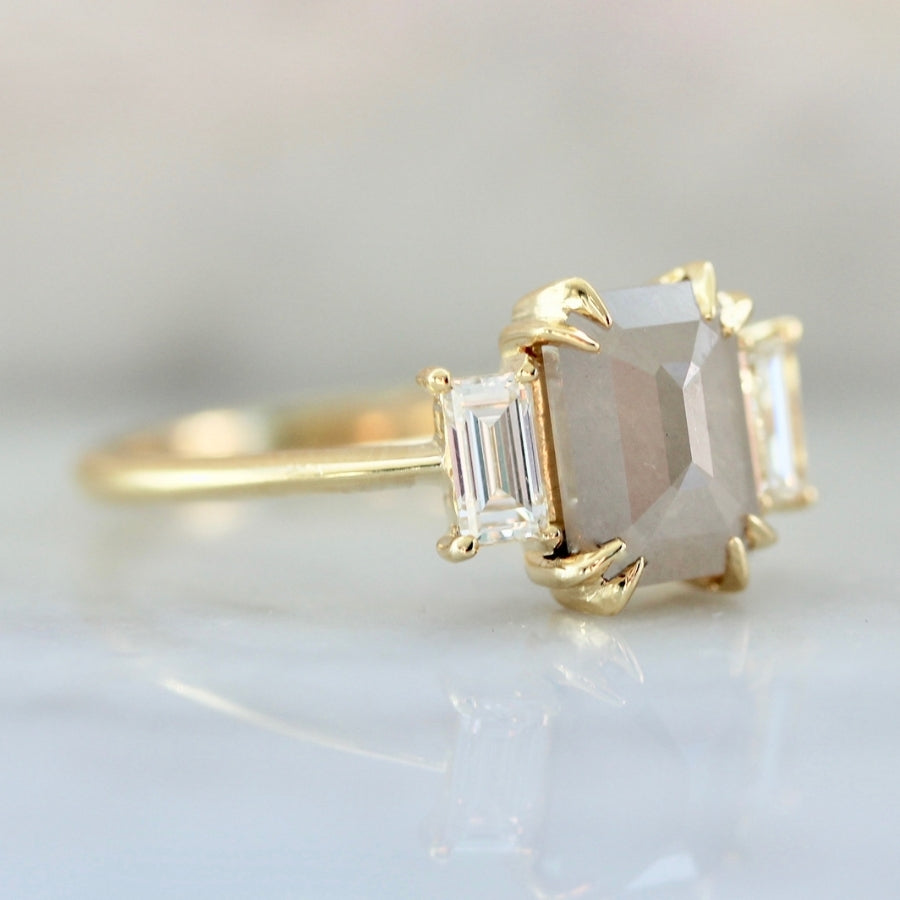 Pillow Talk Opalescent Emerald Rose Cut Diamond Ring