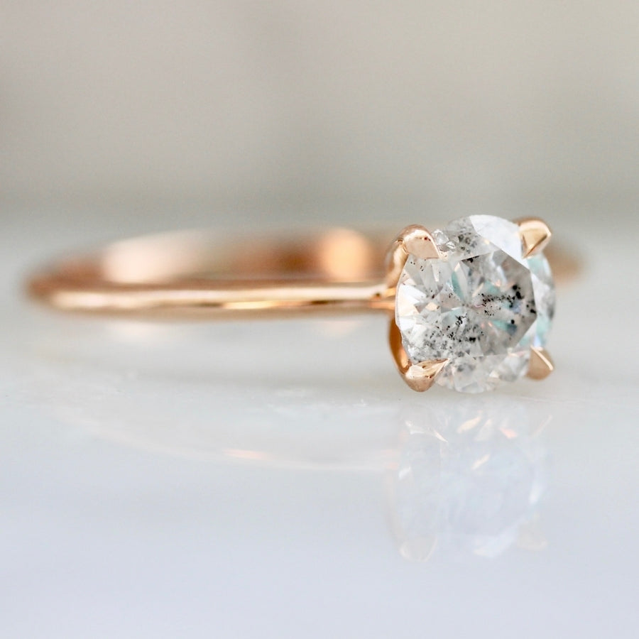 .74 Carat Stella Salt & Pepper Round Brilliant Cut Diamond Ring