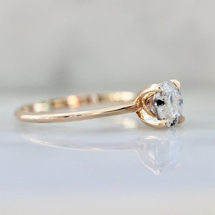 .95 Carat Stella Salt & Pepper Round Brilliant Cut Diamond Ring