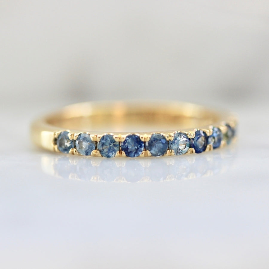 Riptide Round Brilliant Cut Montana & Bi-Color Sapphire Band