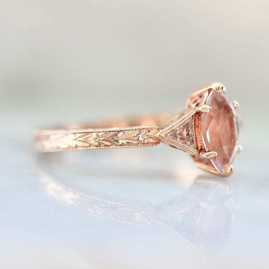 Triple Scoop Marquise Cut Morganite Ring