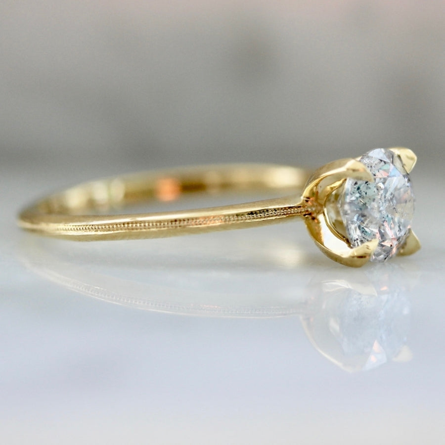 1.02 Carat Stella Salt & Pepper Round Brilliant Cut Diamond Ring