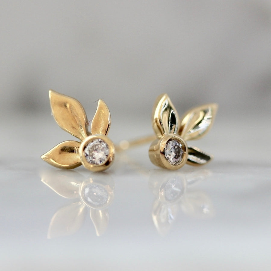 Frond of You White Brilliant Cut Diamond Studs