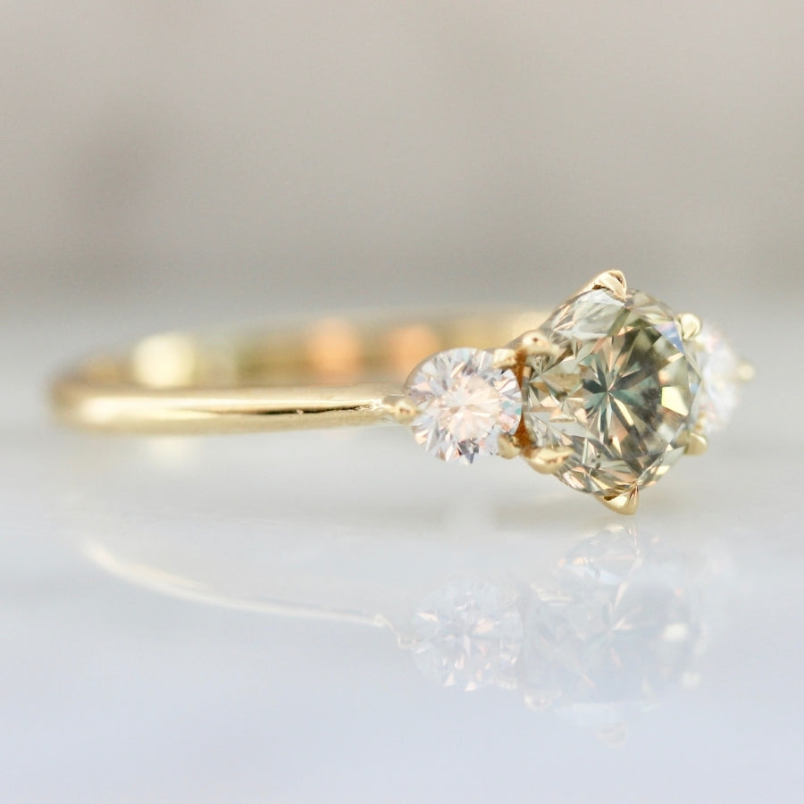 Golden Hour Champagne Round Brilliant Cut Diamond Ring