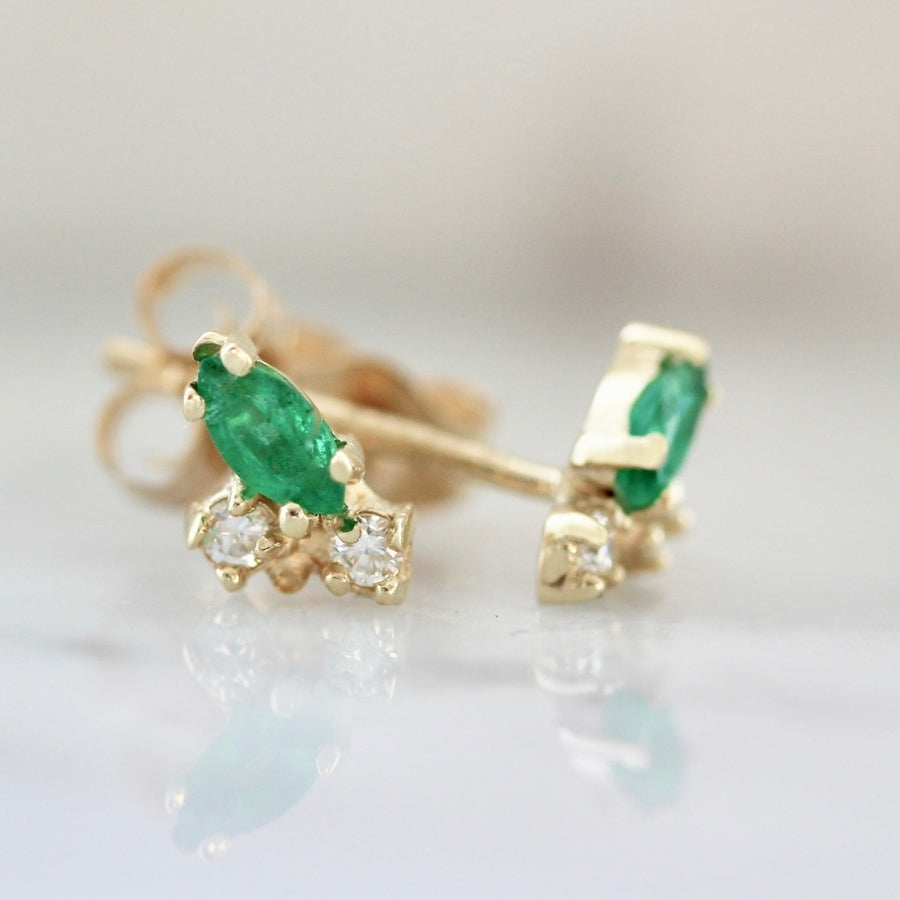 Pemberley Emerald & Diamond Studs