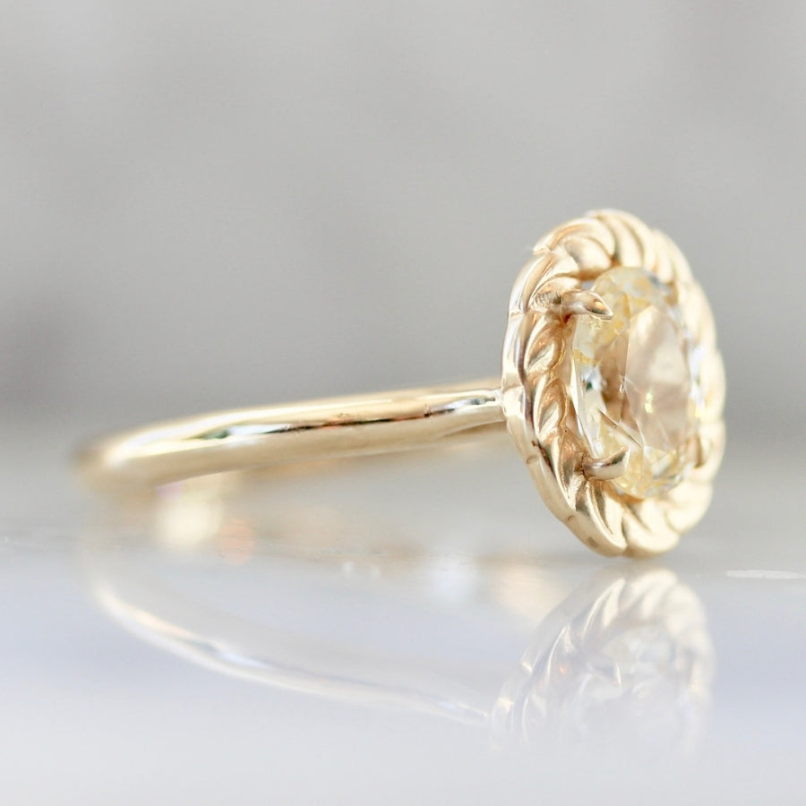 Light Fighter Light Yellow Oval Cut Sapphire Ring