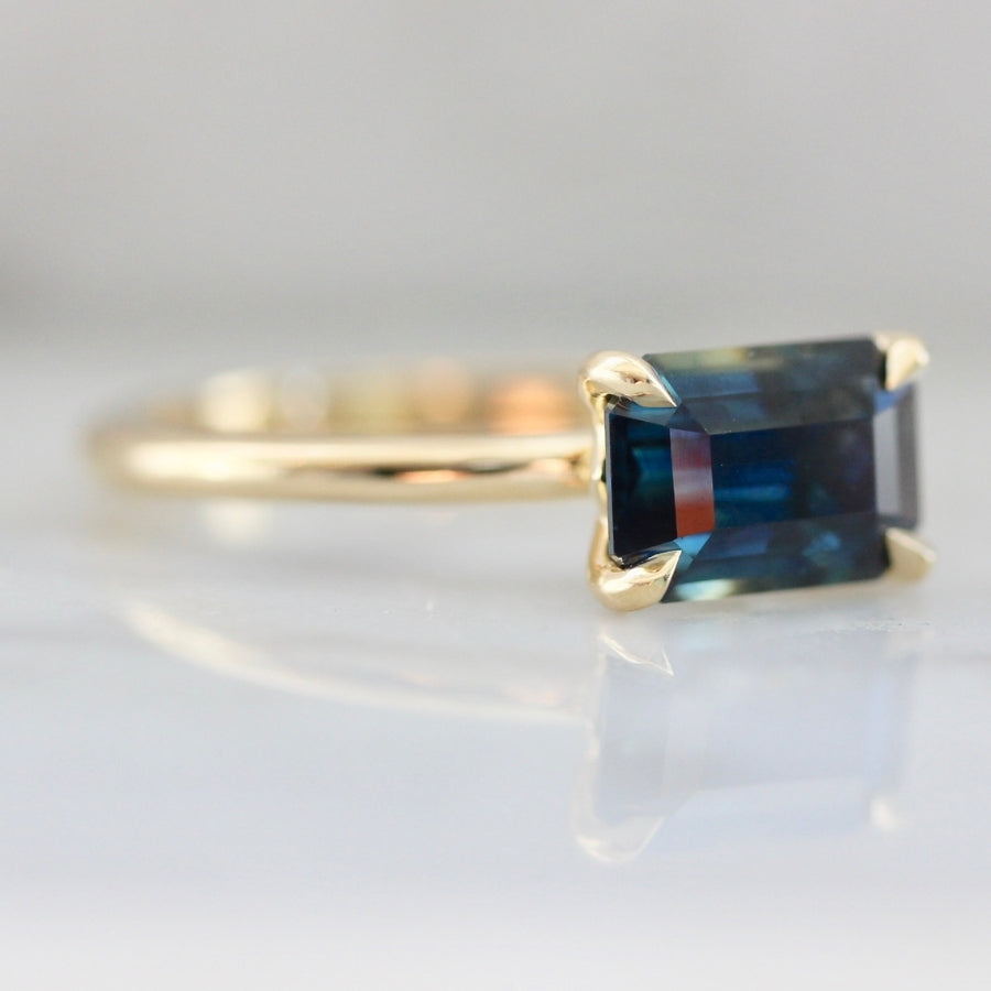 Best Coast Green Emerald Cut Sapphire Ring