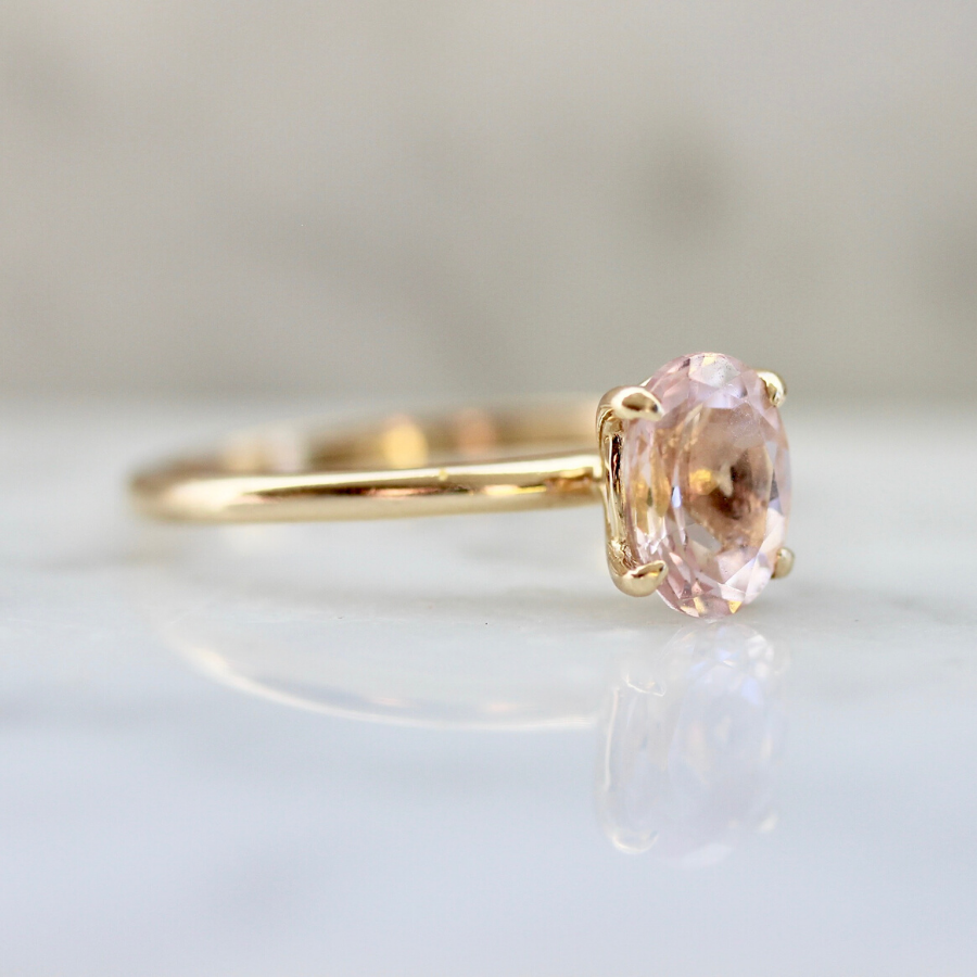 
            Haven Pale Pink Oval Cut Morganite Ring